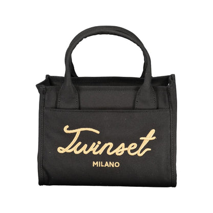 Handbag by Twinset for women in cotton black features an refined silhouette, showcasing a secure , ample , and versatile for a sophisticated refined aesthetic.