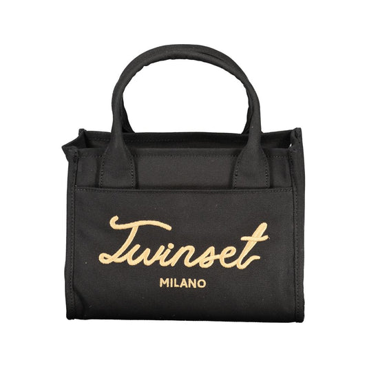 Handbag by Twinset for women in cotton black features an refined silhouette, showcasing a secure , ample , and versatile for a sophisticated refined aesthetic.