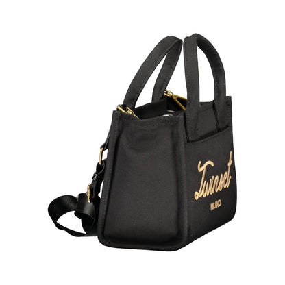 Handbag by Twinset for women in cotton black features a signature silhouette, showcasing a secure and signature with versatile for a sophisticated look.