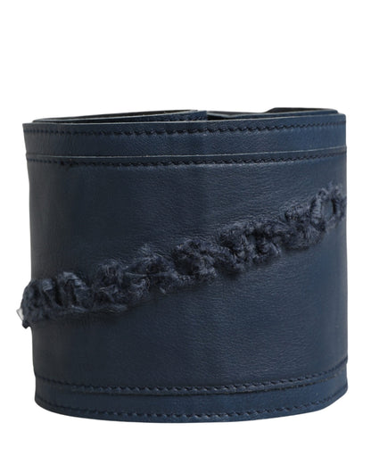 Ermanno Scervino Blue Leather Wide Waist Women Cintura Belt