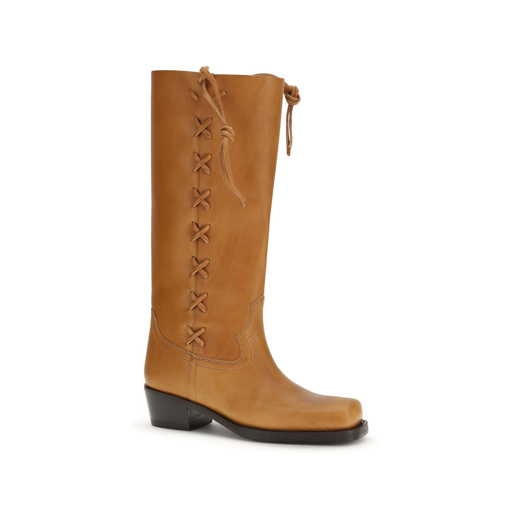 Lace-Up Boots by Paris Texas for women in bos taurus calfskin leather brown features an enchanting design from the Roxanne Women's Bos Taurus Calfskin Leather Lace-Up Boots collection, highlighting a enchanting and square toe style for a refined look.