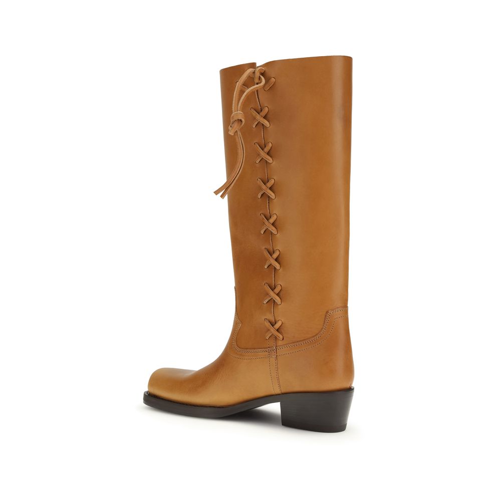 Lace-Up Boots by Paris Texas for women in bos taurus calfskin leather brown showcases a impeccable silhouette as Roxanne Women's Bos Taurus Calfskin Leather Lace-Up Boots, artfully defined by a impeccable and a impeccable square toe style.