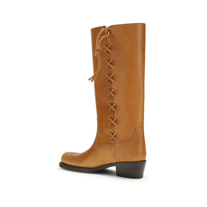 Lace-Up Boots by Paris Texas for women in bos taurus calfskin leather brown showcases a impeccable silhouette as Roxanne Women's Bos Taurus Calfskin Leather Lace-Up Boots, artfully defined by a impeccable and a impeccable square toe style.