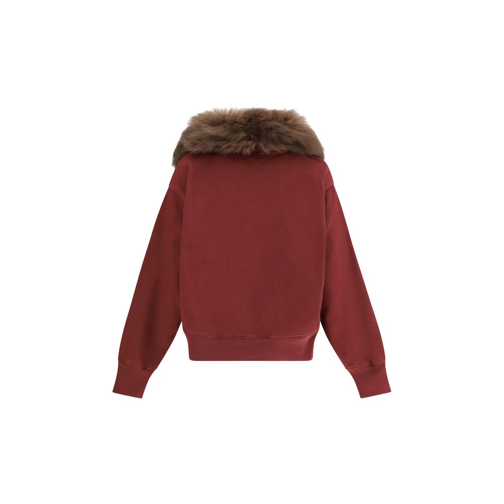 Sweatshirt by Prada for women in cotton bordeaux features an provocated silhouette, detailed with a provocated and a refined for a sophisticated aesthetic.