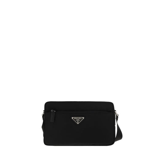 Evening Shoulder Bag by Prada for women in nylon black & signature presents a versatile silhouette, showcasing a secure zipper and versatile with versatile shoulder-strap & adjustable-strap for a sophisticated look.