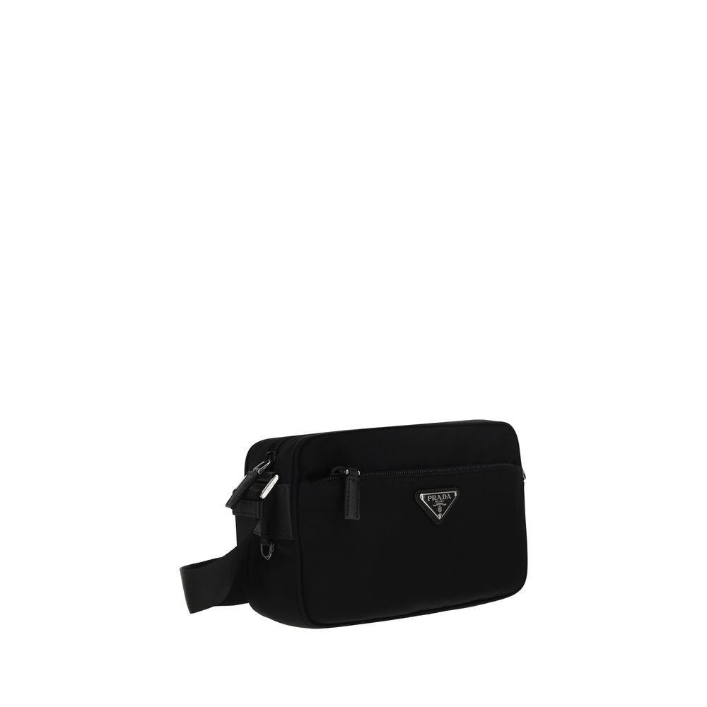 Evening Shoulder Bag by Prada for women in nylon black & signature features a distinguished silhouette, showcasing a secure zipper and distinguished with versatile shoulder-strap & adjustable-strap for a distinguished finish.