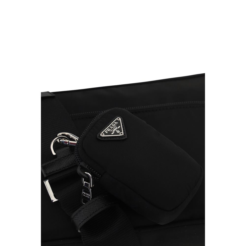 Evening Shoulder Bag by Prada for women in nylon black & signature features an effortlessly chic silhouette with a secure zipper, ample , and versatile shoulder-strap & adjustable-strap for effortlessly chic everyday luxury.