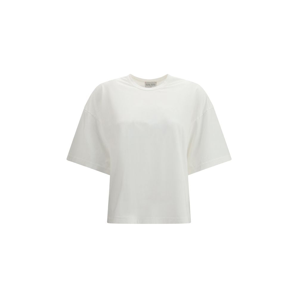T-Shirt by Forte_Forte for women in organic cotton white showcases a chic silhouette, artfully detailed with a chic and for a chic finish.