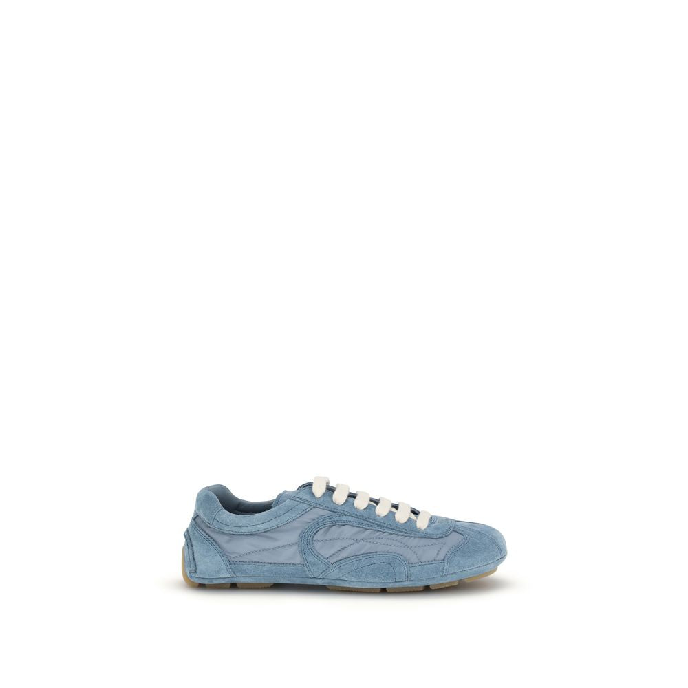 Prada Women's Athletic Nylon Suede Leather Sneakers - Blue