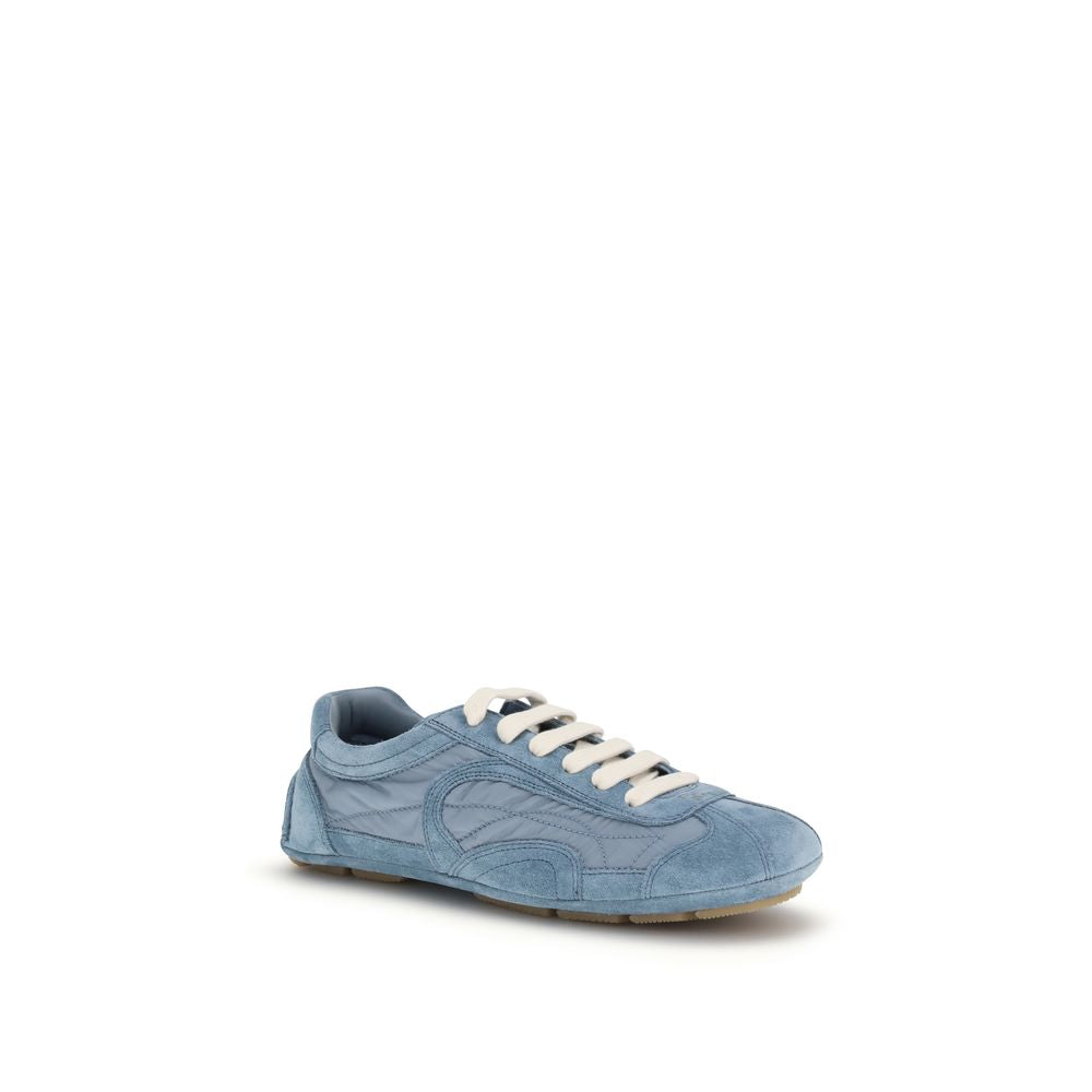 Prada Women's Athletic Nylon Suede Leather Sneakers - Blue