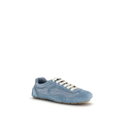 Prada Women's Athletic Nylon Suede Leather Sneakers - Blue