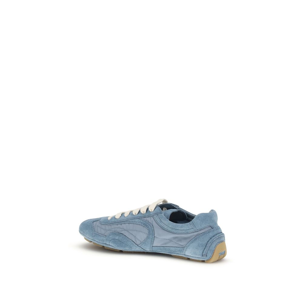 Prada Women's Athletic Nylon Suede Leather Sneakers - Blue