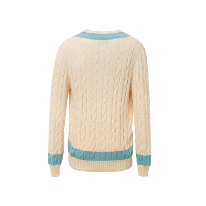 Sweatshirt by Gran Sasso for men in cotton light-blue & white showcases a slouchy chic silhouette, artfully detailed with a slouchy chic v-neck neckline and for a slouchy chic finish.