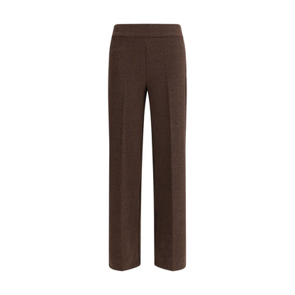 Casual Pants by Avenue Montaigne for women in stretch polyester cotton brown features an refined tailoring silhouette, showcasing a premium regular-fit with a and long cut for a refined tailoring look.