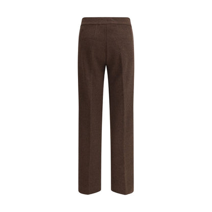 Casual Pants by Avenue Montaigne for women in stretch polyester cotton brown presents a refined pantology silhouette, artfully defined by a refined pantology regular-fit, long, and a sophisticated .