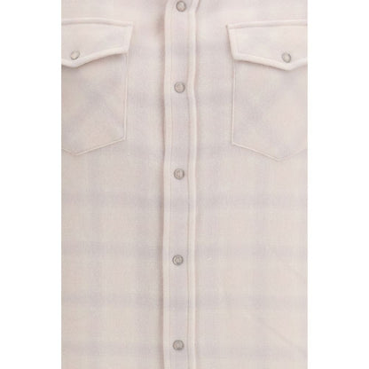 Shirt by God's True Cashmere for women in cashmere & capra leather rose, white & patterned features an polished silhouette, showcasing a sophisticated and detail for a truly polished finish.