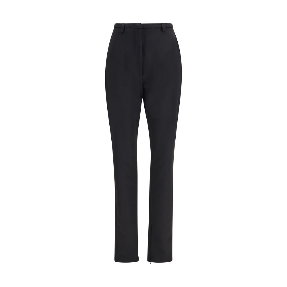 Trousers by The Latest for women in stretch polyester black features an sartorial silhouette, showcasing a precise skinny & slim and long with a sartorial high rise for a refined look.