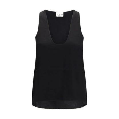 Activewear T-Shirt by SA SU PHI for women in polyester & silk black features an contemporary design with , a sleeveless length, and a contemporary round neckline.