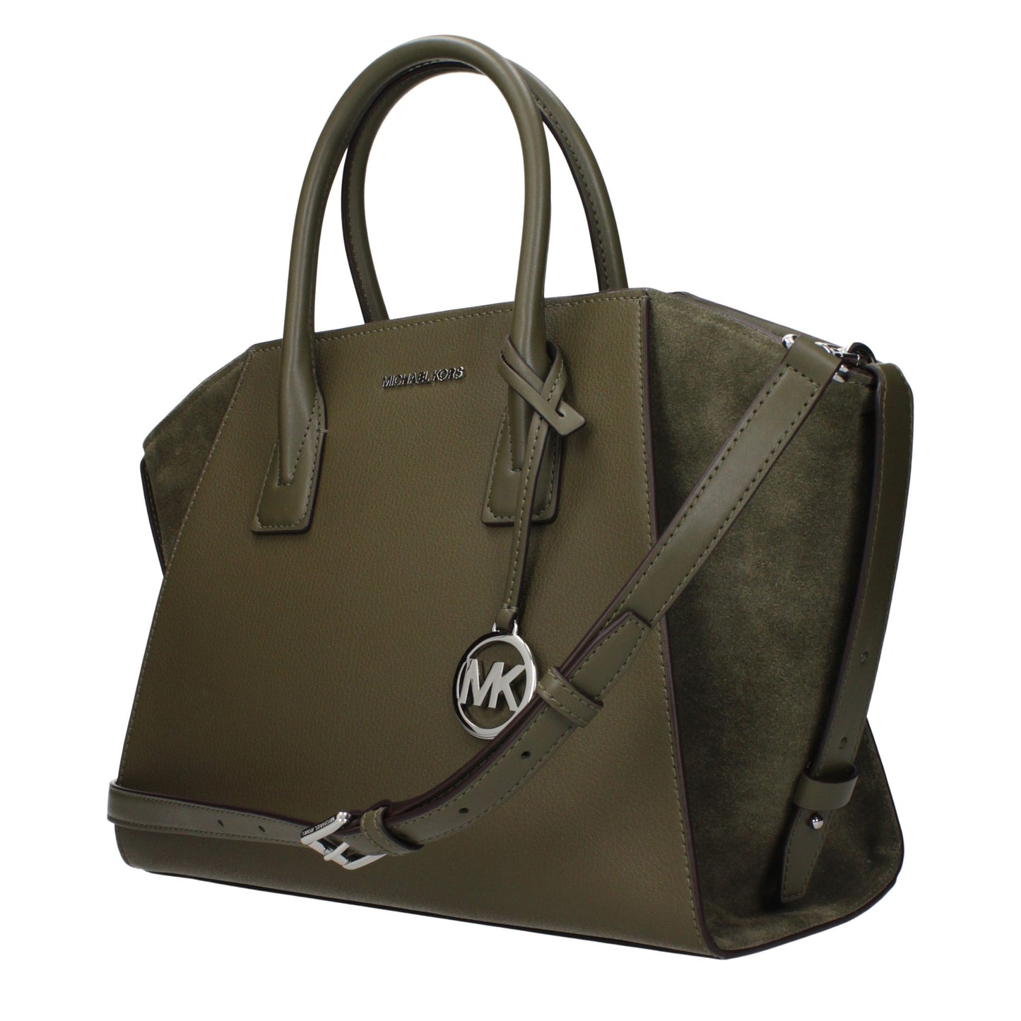 Handbag by Michael Kors for women in leather green features a signature silhouette, showcasing a secure and signature with versatile adjustable-strap for a sophisticated look.