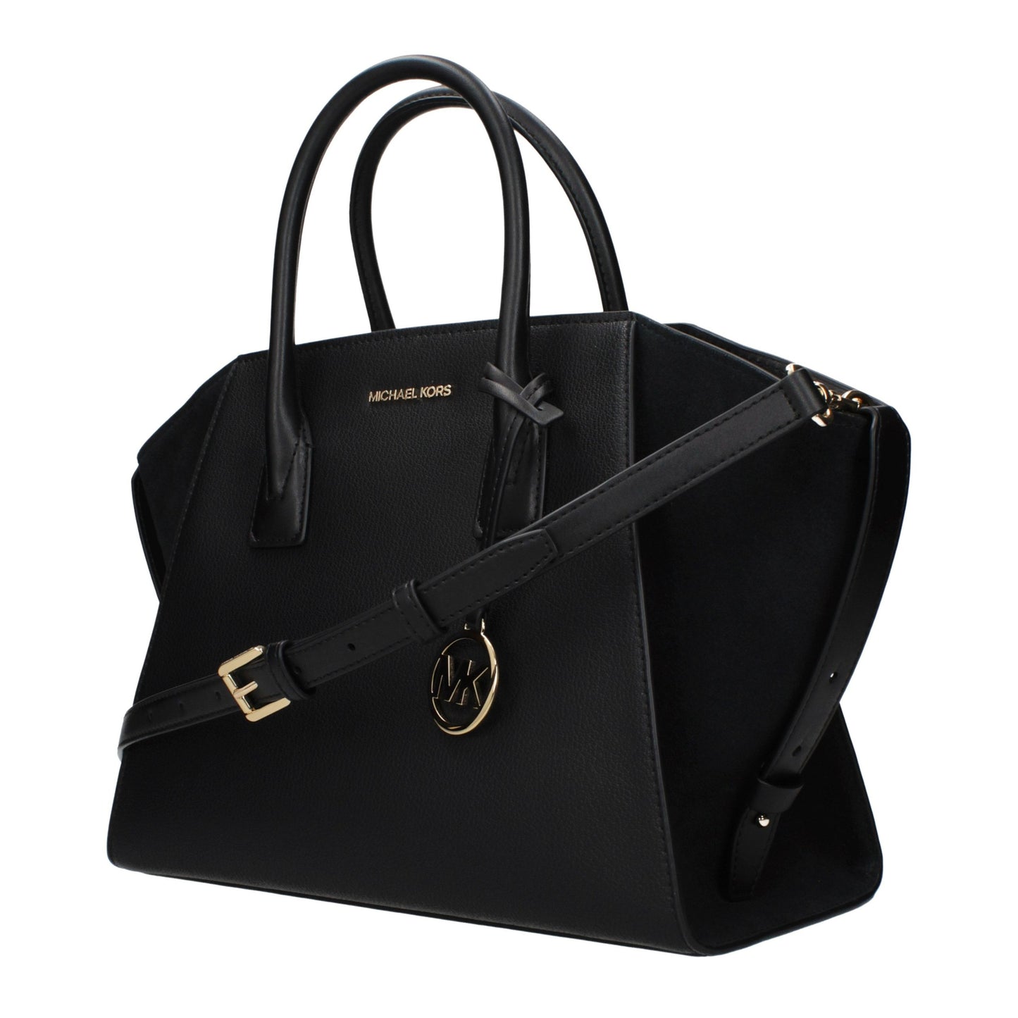 Handbag by Michael Kors for women in leather black features a refined silhouette, showcasing a secure , organized , and versatile adjustable-strap for a refined finish.