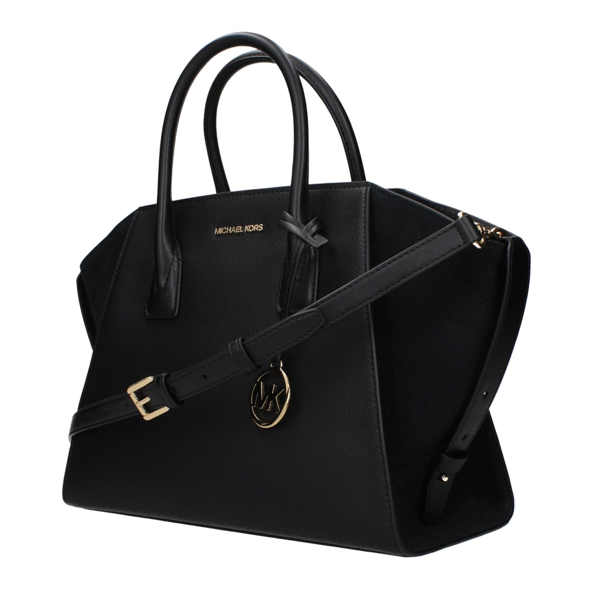 Handbag by Michael Kors for women in leather black features a refined silhouette, showcasing a secure , organized , and versatile adjustable-strap for a refined finish.