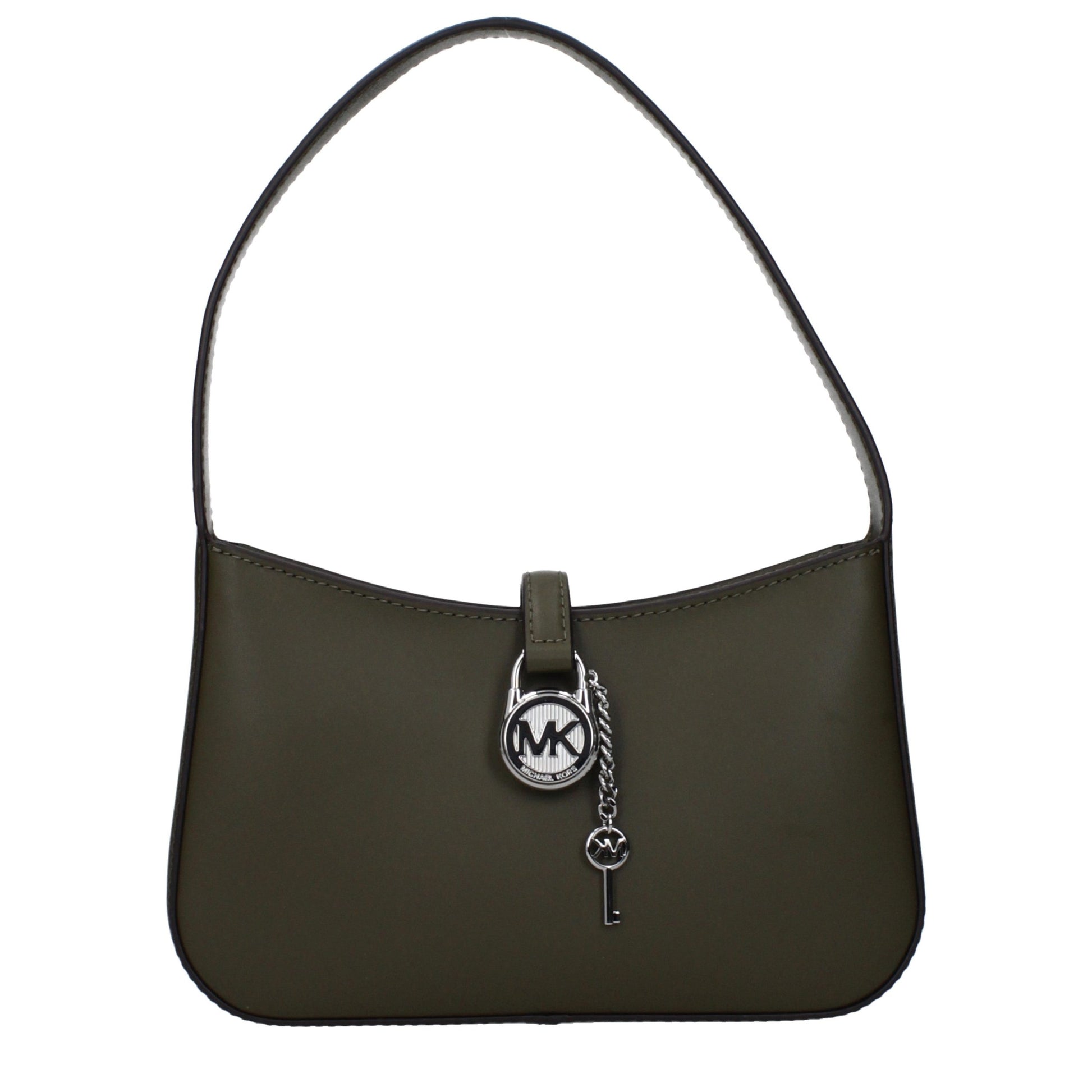 Handbag by Michael Kors for women in leather green features a signature silhouette, showcasing a secure and signature with versatile adjustable-strap for a sophisticated look.