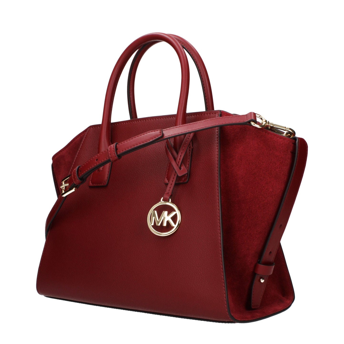 Handbag by Michael Kors for women in leather red features a signature silhouette, showcasing a secure and signature with versatile adjustable-strap for a sophisticated look.