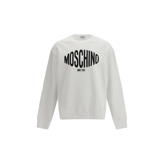 Sweatshirt by Moschino for men in organic cotton white, signature & print features an exquisite silhouette, showcasing and crew neckline details for a exquisite look.