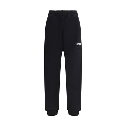 Jogger Sweatpants by Moschino for men in cotton black & signature features a versatile silhouette, integrating performance with a versatile straight, relaxed-fit & regular-fit, long, and comfortable .