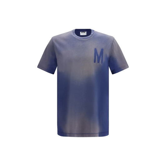 T-Shirt by Moschino for men in organic cotton gradient, blue, signature & print showcases a fashionable silhouette, elegantly detailed with a fashionable short-sleeve and for a sophisticated, high-fashion look.