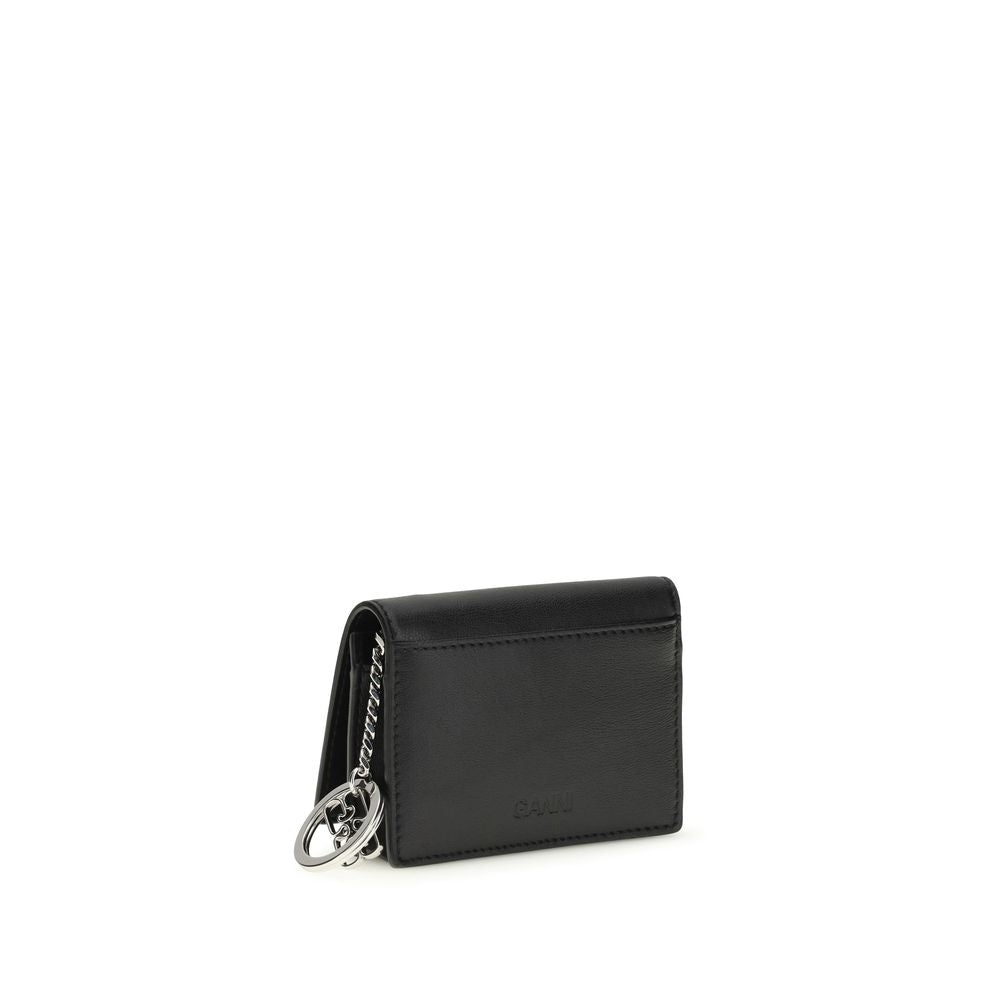 Ganni Poodle Polyester & Polyurethane Cardholder Wallet - Black Print