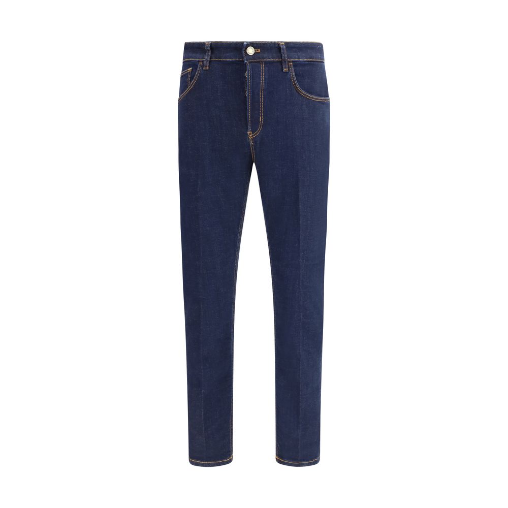Jeans by PT Torino for men in stretch denim cotton blue presents a refined pantology silhouette, artfully defined by a refined pantology regular-fit, long, and a sophisticated .