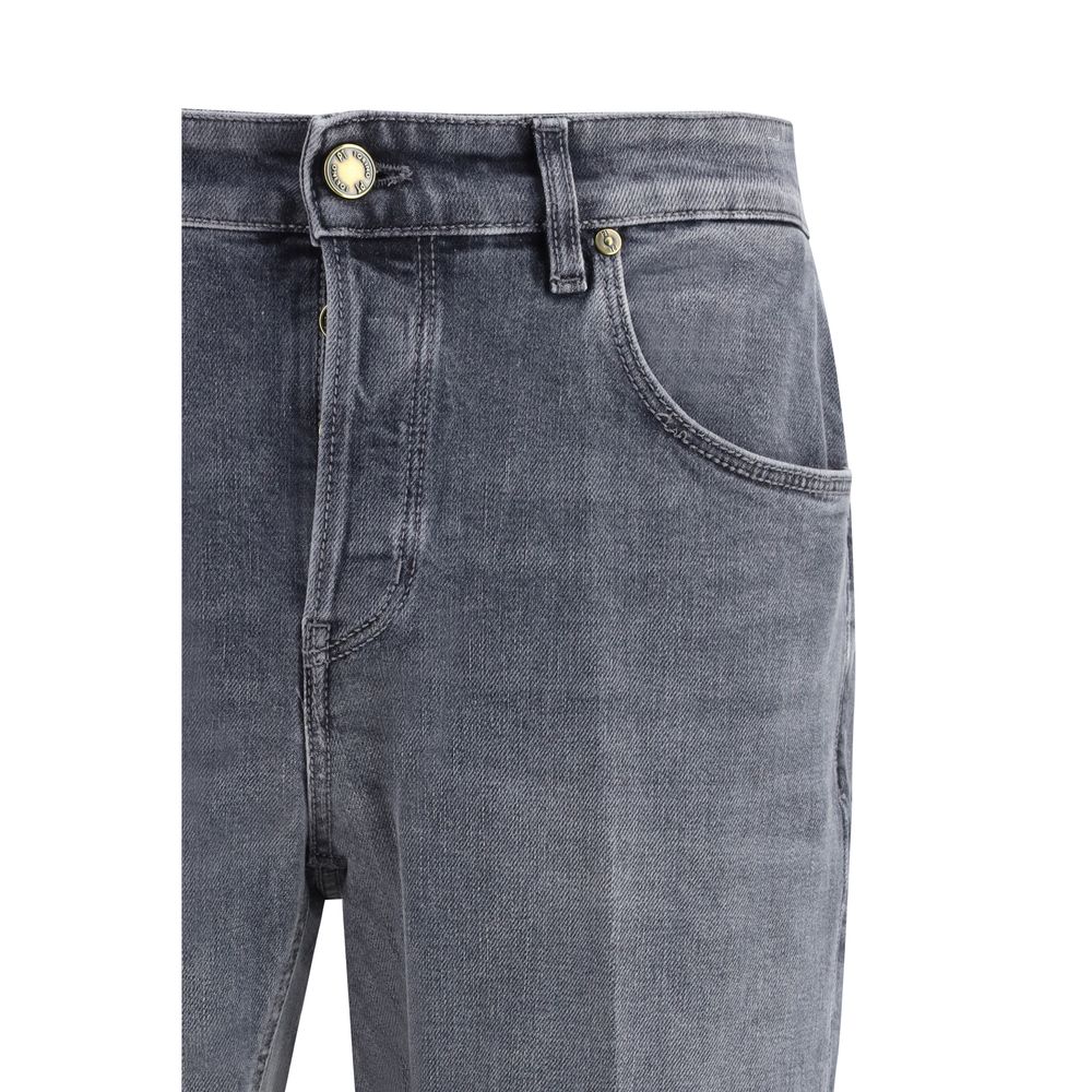 Jeans by PT Torino for men in stretch denim cotton gray features a refined silhouette with a refined regular-fit, defined by a and a refined long for a refined finish.