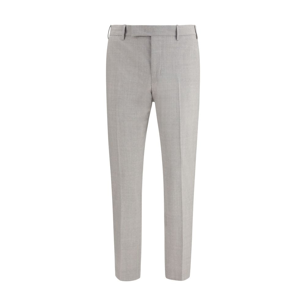 Trousers by PT Torino for men in wool gray features a sculptural silhouette, showcasing a sculptural regular-fit and long with a sophisticated for a sculptural finish.