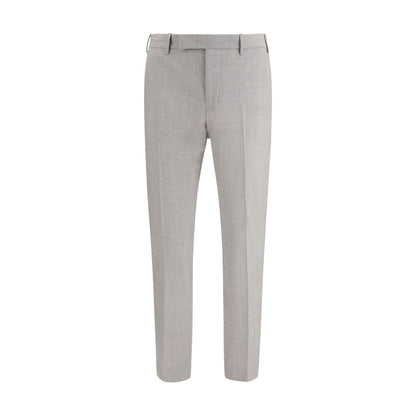 Trousers by PT Torino for men in wool gray features a sculptural silhouette, showcasing a sculptural regular-fit and long with a sophisticated for a sculptural finish.