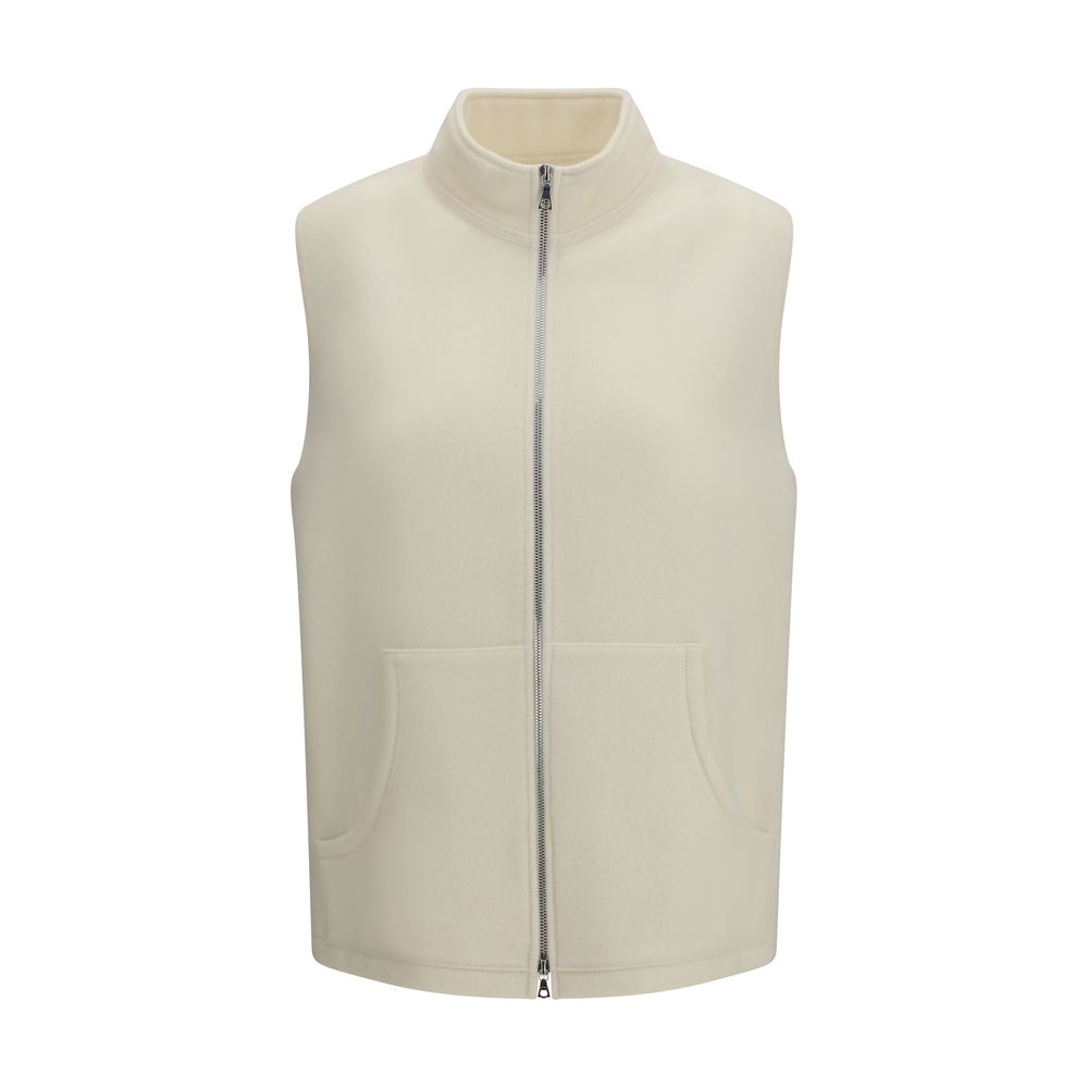 Vest by RIER for women in virgin wool beige features a stylish silhouette, showcasing distinct pockets and a refined for a truly stylish finish.