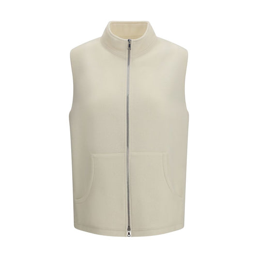 Vest by RIER for women in virgin wool beige features a stylish silhouette, showcasing distinct pockets and a refined for a truly stylish finish.