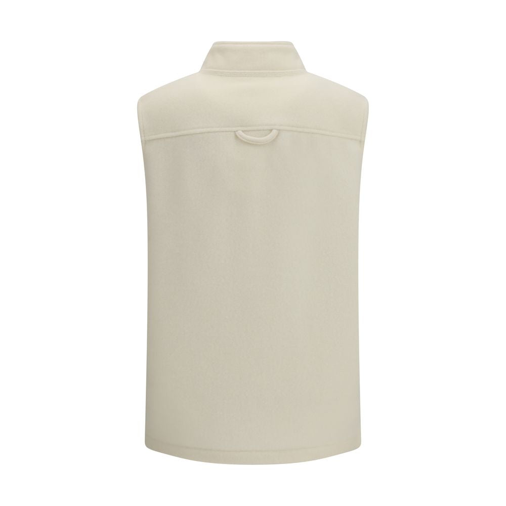 Vest by RIER for women in virgin wool beige showcases a dynamic silhouette, perfectly balancing pockets with a dynamic for a sophisticated, high-fashion look.