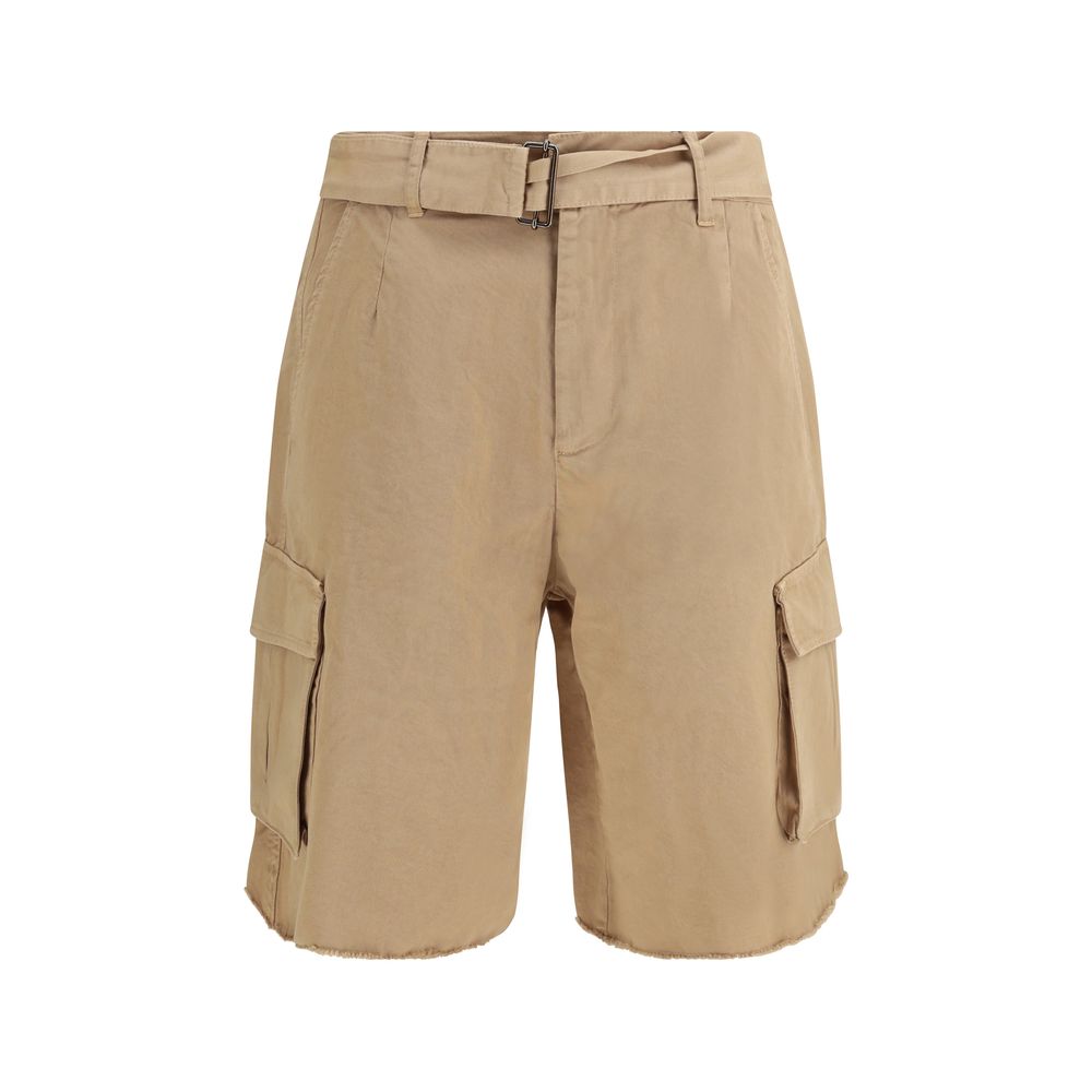 Bermuda Shorts by Laneus for men in cotton beige features an tailored silhouette, showcasing a tailored relaxed-fit & regular-fit with a short and for a sophisticated look.