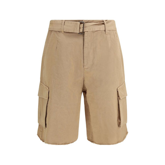 Bermuda Shorts by Laneus for men in cotton beige features an tailored silhouette, showcasing a tailored relaxed-fit & regular-fit with a short and for a sophisticated look.