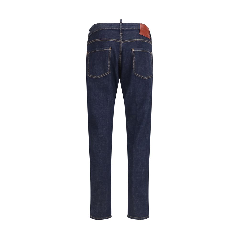 Jeans by Dsquared² for men in stretch denim cotton blue features an refined tailoring silhouette, showcasing a premium slim with a and long cut for a refined tailoring look.