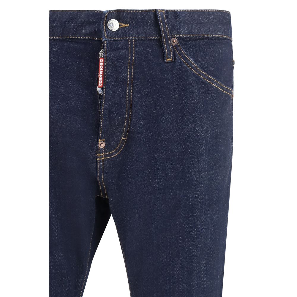 Jeans by Dsquared² for men in stretch denim cotton blue presents a refined pantology silhouette, artfully defined by a refined pantology slim, long, and a sophisticated .