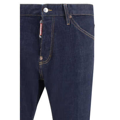 Jeans by Dsquared² for men in stretch denim cotton blue presents a refined pantology silhouette, artfully defined by a refined pantology slim, long, and a sophisticated .