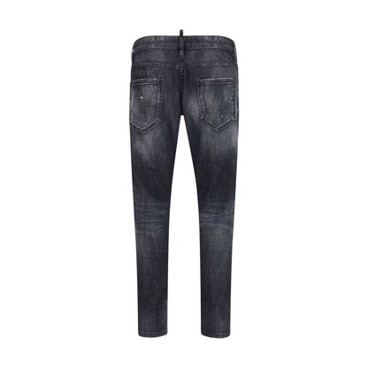 Jeans by Dsquared² for men in stretch denim cotton black features a polished silhouette with a polished slim, reaching a polished long and finished with a polished low rise.