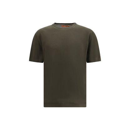 T-Shirt by Cruna for men in cotton bicolour showcases a dramatic silhouette, elegantly detailed with a dramatic crew neckline and short-sleeve for a truly dramatic finish.
