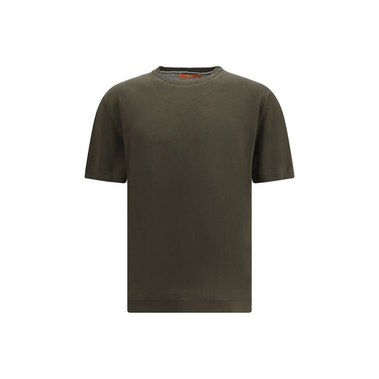 T-Shirt by Cruna for men in cotton bicolour showcases a dramatic silhouette, elegantly detailed with a dramatic crew neckline and short-sleeve for a truly dramatic finish.