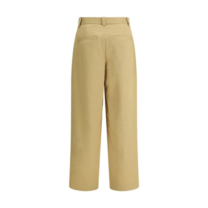 Casual Pants by Khaite for women in cotton beige features an sartorial regular-fit & wide and long with a cut for a sartorial finish.