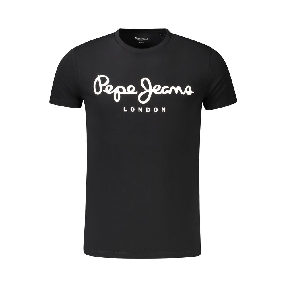 T-Shirt by Pepe Jeans for men in stretch cotton black & print showcases a unassuming silhouette, artfully detailed with a refined and unassuming for a sophisticated, contemporary look.