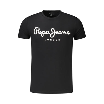 T-Shirt by Pepe Jeans for men in stretch cotton black & print showcases a unassuming silhouette, artfully detailed with a refined and unassuming for a sophisticated, contemporary look.
