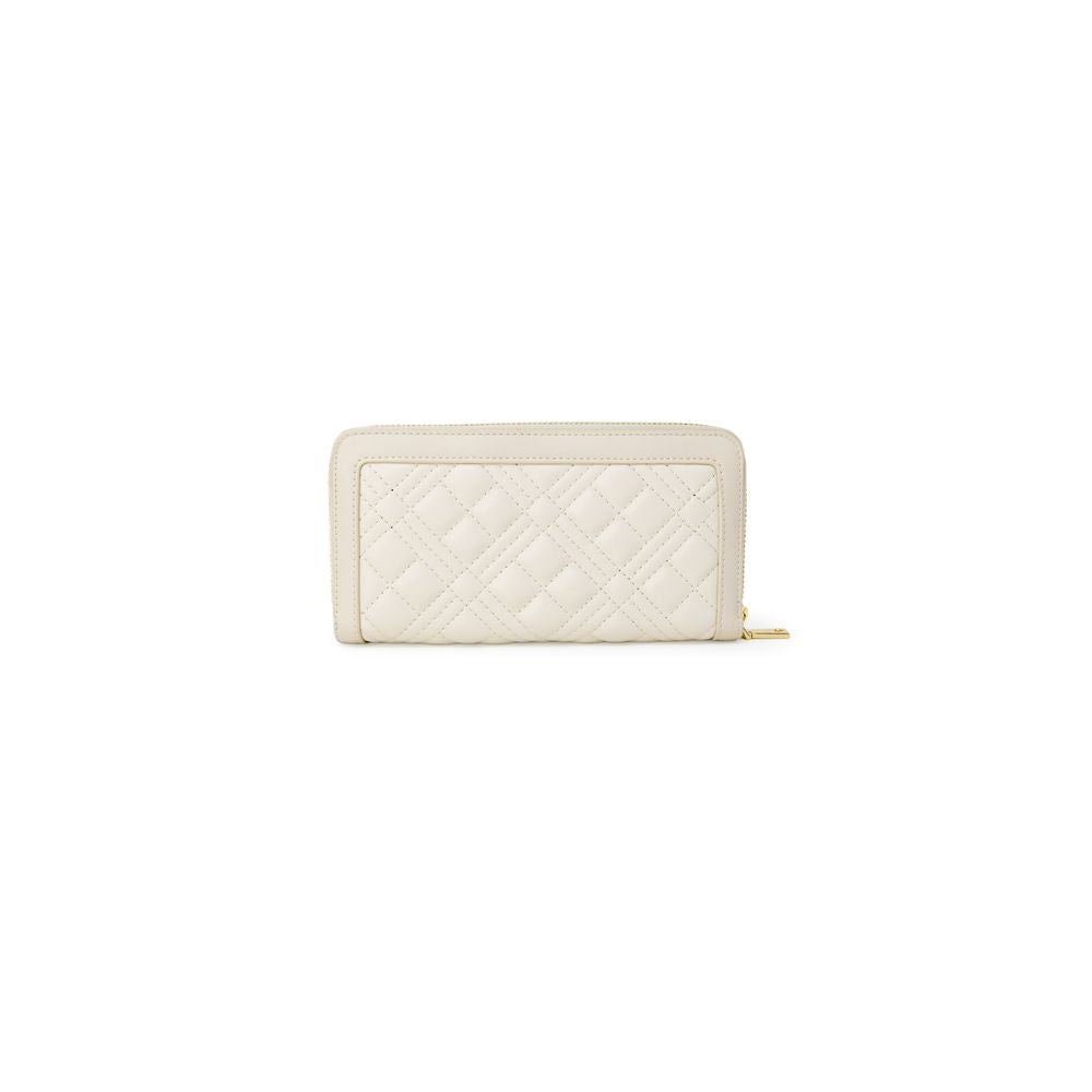 Wallet by Love Moschino for women in polyethylene & polyurethane beige, gold & signature showcases a refined silhouette, artfully detailed with the signature style of the Polyethylene & Polyurethane Wallet and functional compact-design.
